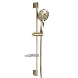 AQUAme Душевой гарнитур H=790мм, ?120 мм, 3 режима, мыльница, шланг 1500мм, Brushed gold AQM8101BG - фото 312099