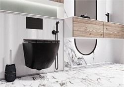 VECONI Moro Унитаз подвесной безободковый с сиденьем с микролифтом, черный VMO-48TB - фото 312612