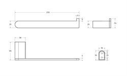 CEZARES Stylus Полотенцедержатель, исполнение черный матовый STYLUS-TH02-NOP - фото 313279