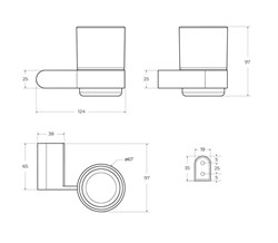 CEZARES Stylus Стакан подвесной, стекло, исполнение черный матовый STYLUS-TUMS-NOP - фото 313291