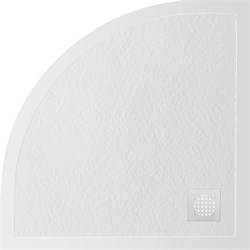 BELBAGNO Uno Поддон полукруглый из искусственного мрамора в комплекте с сифоном с белой матовой декоративной накладкой, размер 80x80 см TRAY-MR-UNO-R-80-550-35-W-BO