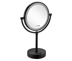 WASSERKRAFT K-1005BLACK Зеркало с LED-подсветкой двухстороннее, стандартное и с 3-х кратным увеличением, черный WASSERKRAFT 1005BLACK - фото 314112