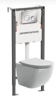 CERAMICA NOVA Комплект Подвесной унитаз FORMA Rimless + Система инсталляции Balance кнопка Circle, хром глянцевый CN3009_121001CH - фото 316453