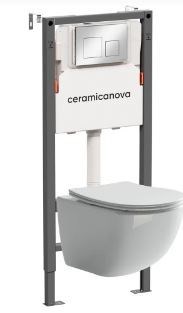 CERAMICA NOVA Комплект Подвесной унитаз FORMA Rimless + Система инсталляции Balance кнопка Square, хром глянцевый CN3009_121002CH - фото 316459