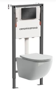 CERAMICA NOVA Комплект Подвесной унитаз FORMA Rimless + Система инсталляции Balance кнопка Square, черный матовый CN3009_121002MB - фото 316462
