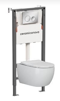 CERAMICA NOVA Комплект Подвесной унитаз PLAY Rimless + Система инсталляции Balance кнопка Circle, хром глянцевый CN3001_121001CH - фото 316465