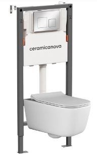 CERAMICA NOVA Комплект Подвесной унитаз NEW DAY Rimless + Система инсталляции Balance кнопка Square, хром глянцевый CN3005_121002CH - фото 316483