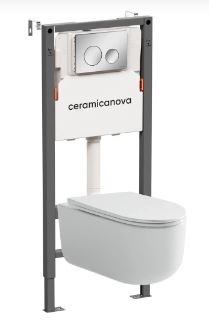 CERAMICA NOVA Комплект Подвесной унитаз Ulma Rimless + Система инсталляции Balance кнопка Circle, хром глянцевый CN4006_121001CH - фото 316489