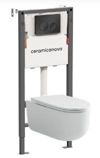 CERAMICA NOVA Комплект Подвесной унитаз Ulma Rimless + Система инсталляции Balance кнопка Circle, черный матовый CN4006_121001MB - фото 316492