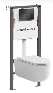 CERAMICA NOVA Комплект Подвесной унитаз Ulma Rimless + Система инсталляции Balance кнопка Square, черный матовый CN4006_121002MB - фото 316498
