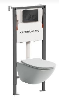 CERAMICA NOVA Комплект Подвесной унитаз MONO Rimless + Система инсталляции Balance кнопка Circle, черный матовый CN1905_121001MB - фото 316504