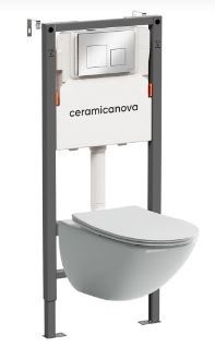 CERAMICA NOVA Комплект Подвесной унитаз MONO Rimless + Система инсталляции Balance кнопка Square, хром глянцевый CN1905_121002CH - фото 316507