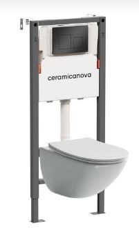 CERAMICA NOVA Комплект Подвесной унитаз MONO Rimless + Система инсталляции Balance кнопка Square, черный матовый CN1905_121002MB - фото 316510
