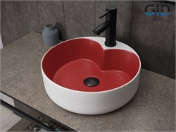 GID Раковина N9013LS 52237 накладная красная матовая / белый графит 40x40x13 GID-52237 - фото 317593