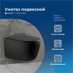 AQUANET Унитаз подвесной Rimless Cetus-BW BL-102N-WHT, черный AQUANET-287008 - фото 318683