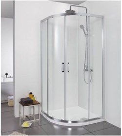 AQUANET Alfa Душевой уголок четверть круга двери раздвижные размер 90x90 см профиль - хром / стекло - прозрачное AQUANET-203799 - фото 320162