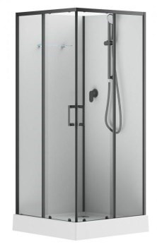 AQUANET Passion EVO Душевая кабина квадратная размер 90x90 см профиль - черный / стекло - прозрачное AQUANET-282009 - фото 320533
