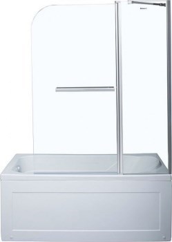 AQUANET Шторка на ванну распашная ширина 120 см профиль - хром / стекло - прозрачное AQUANET-209412 - фото 320592