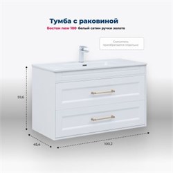AQUANET Boston New Тумба под раковину напольная / подвесная ширина 100 см, цвет белый AQUANET-347183 - фото 324036