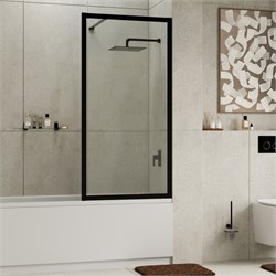 WASSERKRAFT Abens 20W Стеклянная шторка для ванны распашные ширина 80 см профиль - черный матовый / стекло - прозрачное WASSERKRAFT 20W01-80MB - фото 324776