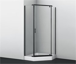 WASSERKRAFT Wiese 84P Душевой уголок пятиугольный размер 90x90 см двери распашные профиль - черный / стекло - прозрачное WASSERKRAFT 84P11 - фото 328195