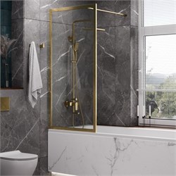 WASSERKRAFT Abens 20W Стеклянная шторка для ванны ширина 80 см профиль - золото матовое / стекло - прозрачное WASSERKRAFT 20W01-80BG - фото 328407