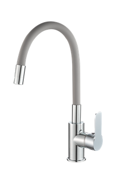 RUSH Siple Смеситель для кухонной мойки с гибким изливом (SI7335-60Grey), цвет хром / серый SI7335-60Grey - фото 329202
