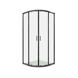 AQUATEK Душевой уголок 1/4 круга, двери раздвижные, 200x90x90 см, профиль черный матовый, стекло прозрачное, закаленное AQ.RO.090.1BL - фото 330924