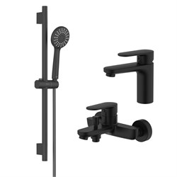 AQUATEK Nika Душевой комплект наружнего монтажа SET 3 в 1 (AQ1810MB + AQ1840MB + AQ2017MB ), черный матовый AQ1830MB - фото 331040