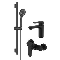 AQUATEK Nika Душевой комплект наружнего монтажа SET 3 в 1 (AQ1810MB + AQ1860MB + AQ2017MB ), черный матовый AQ1831MB - фото 331094