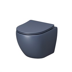 GROSSMAN Унитаз подвесной Color GR-4455BLMS (485х360х375) безободковый,синий матовый с тонкой крышкой,микролифт GR-4455BLMS - фото 335290