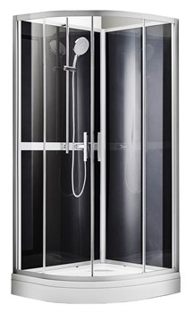 AZARIO Душевая кабина  DENVER 90х90х200 прозрачное стекло 4 мм. покрытие Easy Clean, задняя панель черная, цвет профиля серый (AZ-N10812 900), двери раздвижные AZ-N10812 900 - фото 336701