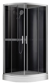 AZARIO Душевая кабина  DENVER 90х90х200 серое стекло 4 мм. покрытие Easy Clean, задняя панель черная, цвет профиля серый (AZ-N10812 900 GREY), двери раздвижные AZ-N10812 900 GREY - фото 336704