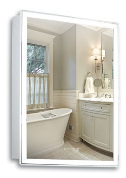 AZARIO Зеркало-шкаф Киото 50 (535х750) c подсветкой и диммером + часы (LED-00002356), цвет белый LED-00002356 - фото 337662