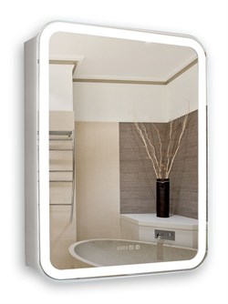 AZARIO Зеркало-шкаф Фиджи 50 508х756х140 c подсветкой и диммером + часы (LED-00002361), цвет белый LED-00002361 - фото 337683