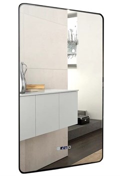 AZARIO Зеркало INCANTO 600х1000 - 3.1 ЖК-часы, подогрев, сенсорный выключатель с функцией диммера (LED-00002539) LED-00002539 - фото 338428