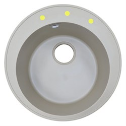 AZARIO Кухонная мойка Sivas 480х480х197 кварцевая, круглая, сифон в комплекте, цвет Песочный (CS00097655) CS00097655 - фото 339063