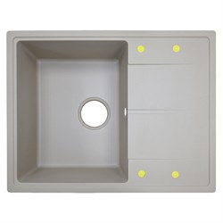 AZARIO Кухонная мойка Tavas 620х480х197 кварцевая, прямоугольная, сифон в комплекте, цвет Песочный (CS00097672) CS00097672 - фото 339120
