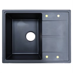 AZARIO Кухонная мойка Tavas 620х480х197 кварцевая, прямоугольная, сифон в комплекте, цвет Черный (CS000976724) CS000976724 - фото 339128