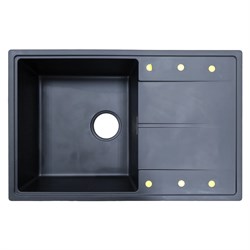 AZARIO Кухонная мойка Izmir 740х480х197 кварцевая, прямоугольная, сифон в комплекте, цвет Черный (CS00097684) CS00097684 - фото 339157