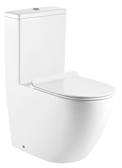 AZARIO Унитаз-моноблок  MORANO 680x370х830 напольный, безободковый, в комплекте со смывным механизмом Geberit и сиденьем дюропласт микролифт (AZ-1001-G) AZ-1001-G - фото 340218