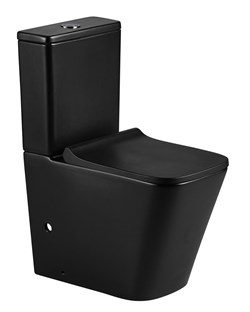 AZARIO Унитаз-компакт  Quadro 605x340x810 напольный, безободковый с сидением микролифт и арматурой, чёрный матовый (AZ-2175-MB) AZ-2175-MB - фото 340233