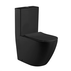 AZARIO Унитаз-моноблок  MORANO 680x370х830 напольный, безободковый в комплекте с сиденьем микролифт, черный матовый (AZ-1001MB) AZ-1001MB - фото 340973