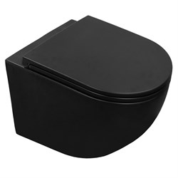 AZARIO Унитаз подвесной  Grado 370х490х360 безободковый, система антивсплеск (Торнадо), с быстросъемным сиденьем микролифт, черный матовый (AZ-0046-UQ1-MB) AZ-0046-UQ1-MB - фото 341322