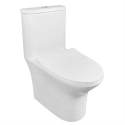 AZARIO Унитаз-моноблок  Sente 375х665x785 напольный, безободковый, горизонтальный слив, сиденье дюропласт микролифт (AZ-8614) AZ-8614 - фото 341627