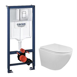 AZARIO Сет 3 в 1 инсталляция Grohe Rapid SL с клавишей смыва + подвесной унитаз Grado c быстросъемным сиденьем микролифт (38772001+AZ-0046N) 38772001+AZ-0046N - фото 343122