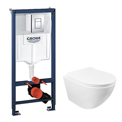 AZARIO Сет 3 в 1 инсталляция Grohe Rapid SL с клавишей смыва + подвесной унитаз Grado с быстросъемным сиденьем микролифт (38772001+AZ-0046 SP) 38772001+AZ-0046 SP - фото 343139