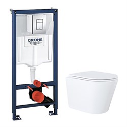 AZARIO Сет 3 в 1 инсталляция Grohe Rapid SL с клавишей смыва + подвесной унитаз Teramo c быстросъемным сиденьем микролифт (38772001+AZ-0053) 38772001+AZ-0053 - фото 343155