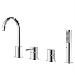 AZARIO Смеситель на борт ванны DELICATE каскадный, на 4 отверстия, хром (AZ-QA28173C-1381AC) AZ-QA28173C-1381AC - фото 344105