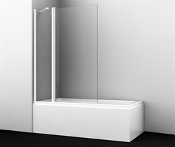WASSERKRAFT Berkel 48P02-110 WHITE Fixed Стеклянная шторка на ванну, двухстворчатая,белый профиль, ширина 110 см, стекло прозрачное 6 мм - фото 34722